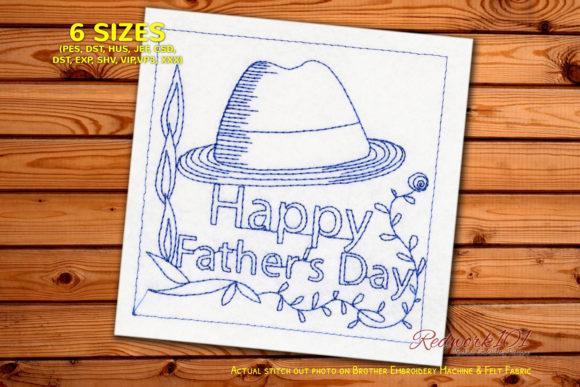 Fathers Day Hat Redwork Embroidery Design Review