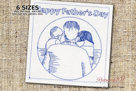 Father’s Day Redwork Embroidery Design