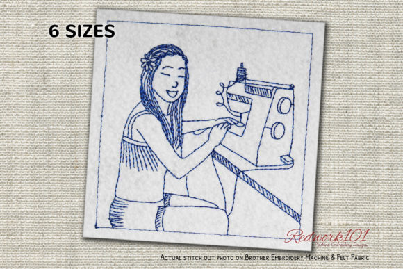 Female Doing Redwork Embroidery Design Review