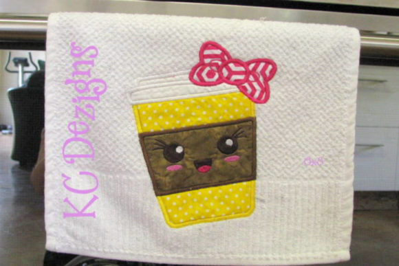 Kawaai Coffee Mug Embroidery Design