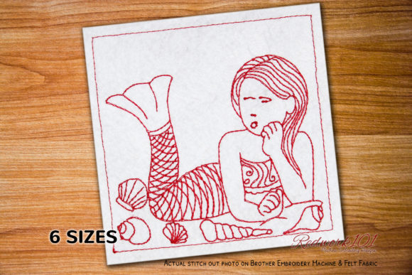 Mermaid Thinking Lineart Embroidery Review