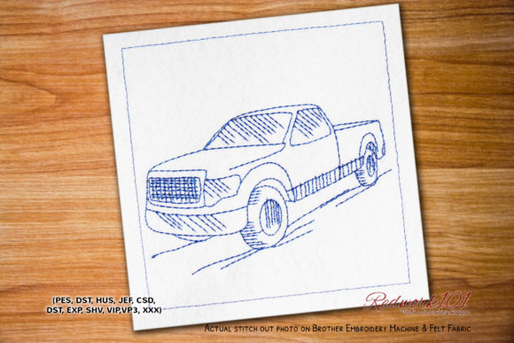 Truck Side View Redwork Embroidery Design Review